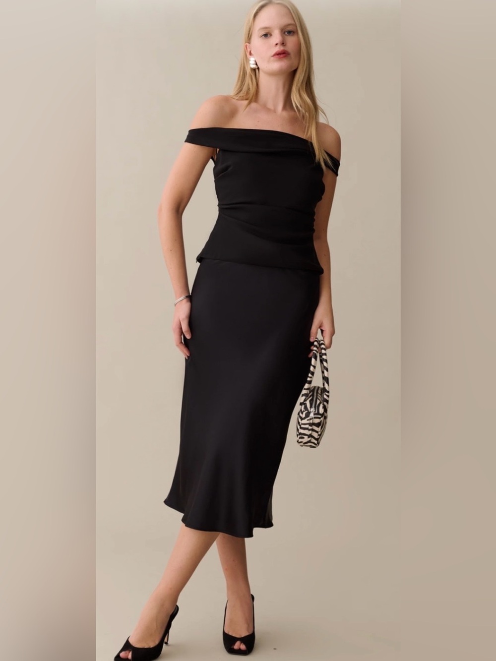 Kourt Alaia 100% Mulberry Silk Midi Skirt S Black NWT Tibi Factory
